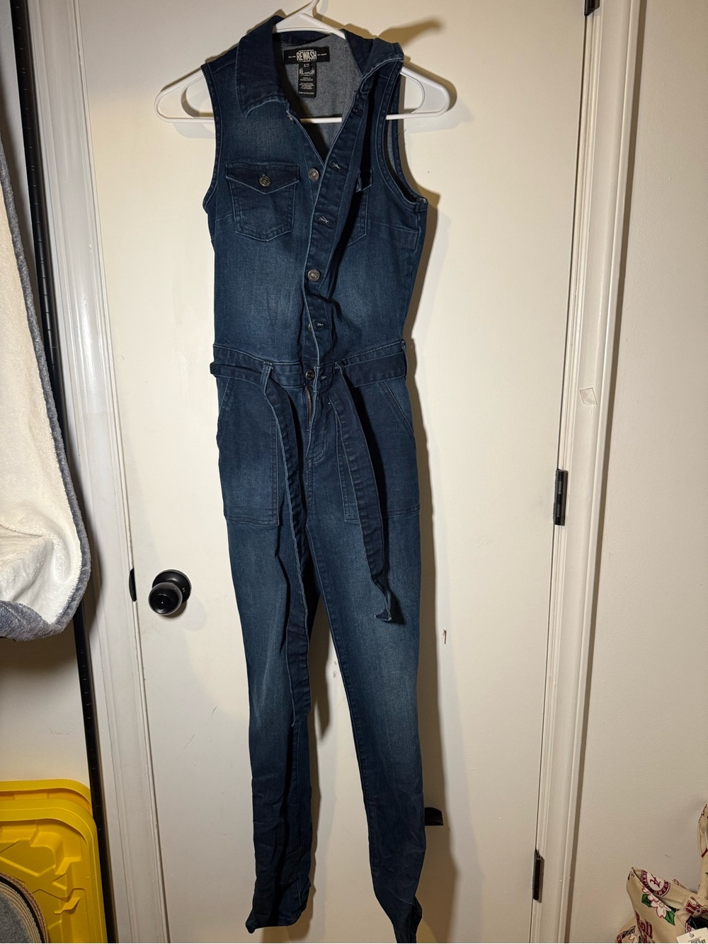Rewash Dark Blue Denim Sleeveless Jumpsuit